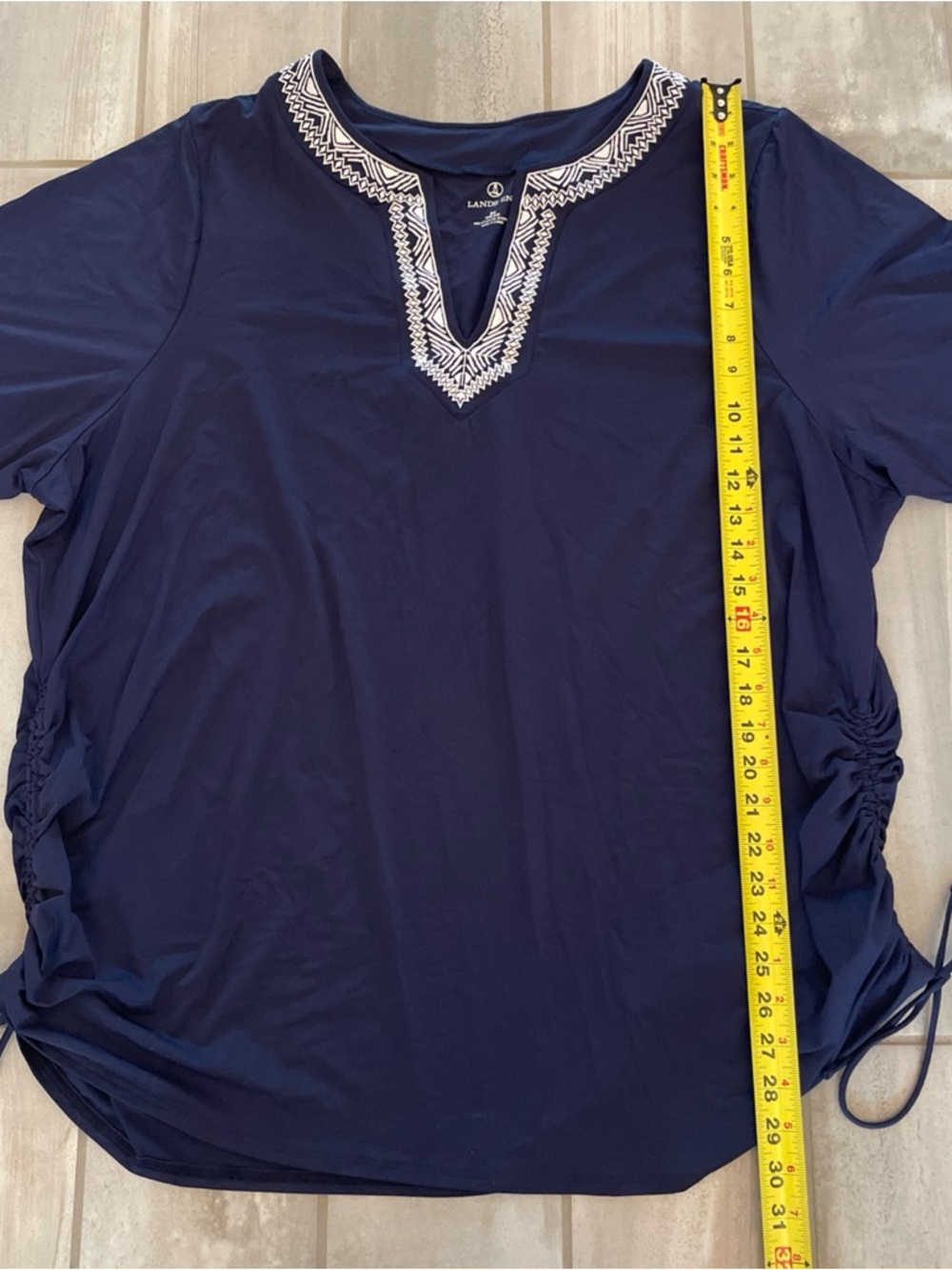 Lot of 3 Lands End 3X (24-26) Navy Short Sleeve Rashguard Skirt/Skort Swimsuit - Picture 3 of 11